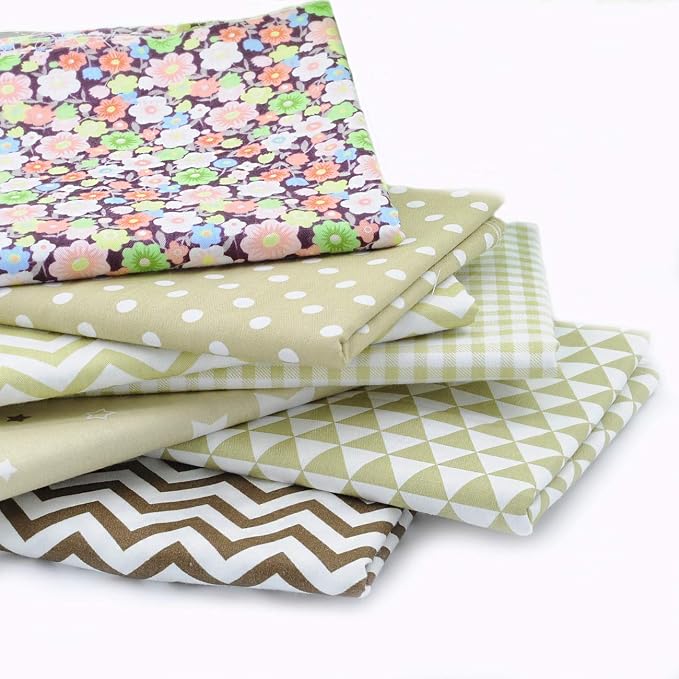 Fat Quarter Fabric Bundles Pre-Cut Checker Quilting Cotton Twill Plaid Printed Assortments Craft Cloth Bundle Squares DIY for Sewing Crafting Rose Flavor(Brown,18 by 20.5Inch)