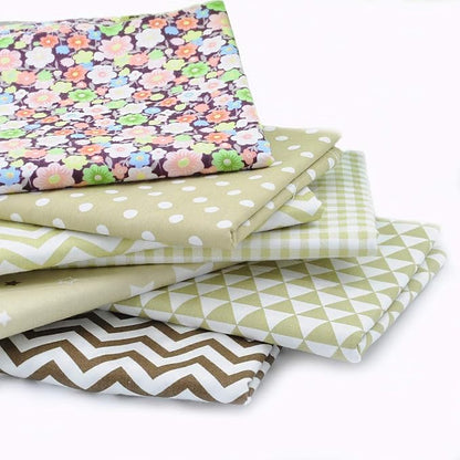 Fat Quarter Fabric Bundles Pre-Cut Checker Quilting Cotton Twill Plaid Printed Assortments Craft Cloth Bundle Squares DIY for Sewing Crafting Rose Flavor(Brown,18 by 20.5Inch)