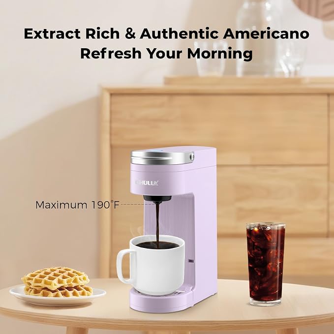 CHULUX Compact Single Serve Coffee Maker Brewer for K Cup Pod, Light Violet