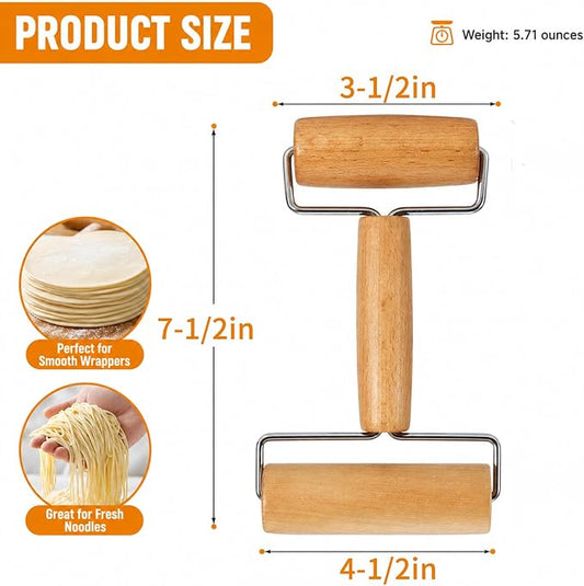 Small Wooden Rolling Pin for Baking, 7 Inch Mini Dough Roller, Non Stick Pizza Roller for Pastry Cookie Tortilla Dumpling Fondant Pie Crust Pasta (GMZ-H)