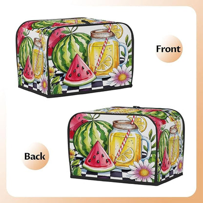 Summer Lemon Watermelon Toaster Cover 2 Slice Wide Slot Washable Kitchen Appliance Covers Fingerprint Bread Machine Dust Cover Small Toaster Oven Accessories Covers Bread Maker Bag Women Gift