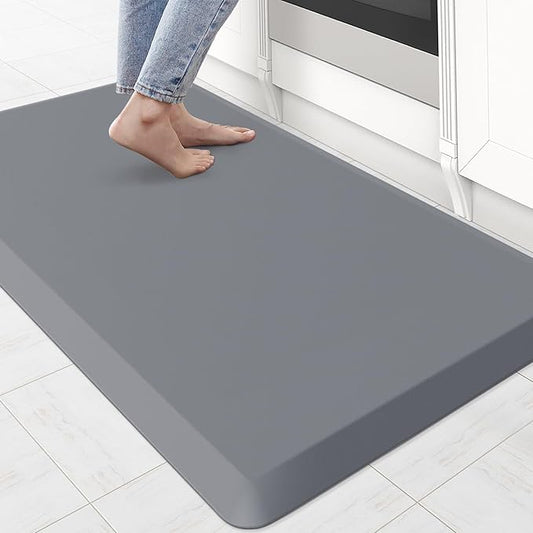 KitchenClouds Kitchen Mat Cushioned Anti Fatigue Rug 22"x36" Water Resistant, Non Slip, Standing and Comfort Desk/Floor Mats for House Sink Office (Grey,0.8inch)