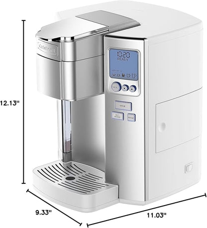 Cuisinart Coffee Maker, Single Serve 72-Ounce Reservoir Coffee Machine, Programmable Brewing & Hot Water Dispenser, Stainless Steel, White