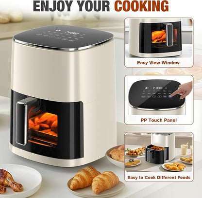 NEWBULIG Air Fryer 6.34 Quarts, Airfryer with Visual Window, 400℉ Fast Heating Air Fryers Oven with Timer, Auto-Off, Non Toxic & Non Stick, Multiple 12 Modes for Roast, Bake, Dehydrate, Fry, Reheat