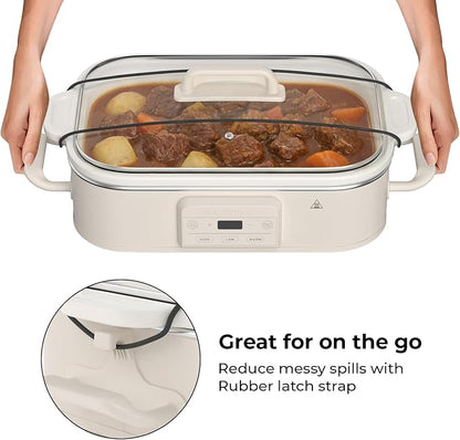 4 Quart Casserole Programmable Slow Cooker with Ceramic Baking Dish - Perfect Kitchen Small Appliance for Family Dinners, Oven Safe and Durable Bakeware for Lasagna, Roasts, Oatmeal