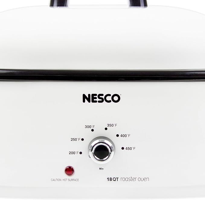 NESCO MWR18‑14 Electric Roaster Oven for Family‑Size Meals, White 18‑Quart Countertop Roaster with Adjustable Temperature Control