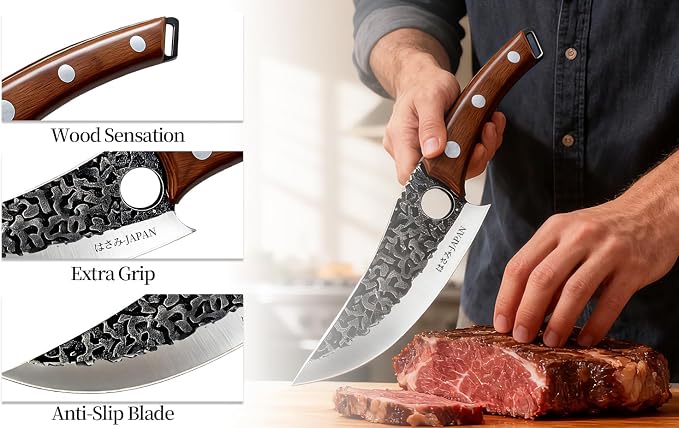 Viking Knife, Butcher Knife Set Hand Forged Boning Knives, Japanese Serbian Chef knives Kitchen Chopping for Meat Cutting Chefs Cleaver Camping Cooking, BBQ, Gifts for Men