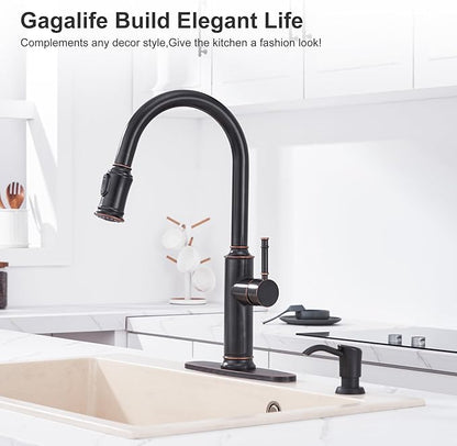 GAGALIFE Built in Counter Soap Dispenser (Oil-Rubbed Bronze) for Kitchen Sink and Soap Dispenser Extension Tube, Anti-Leakage Upgrade with 40" Soap Tube, No More Top Refill