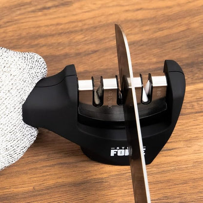 Steel Force KS03 4-in-1 Knife Sharpener with Cut-Resistant Glove Black