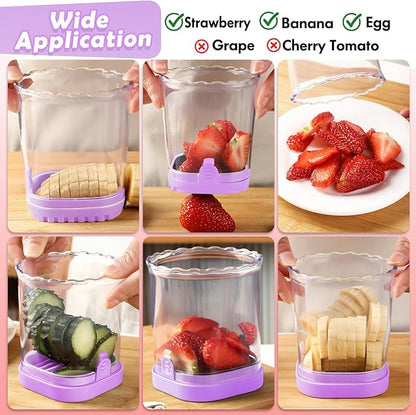 Creative Strawberry & Fruit Slicer - Detachable Cutter with Push Plate (Purple)
