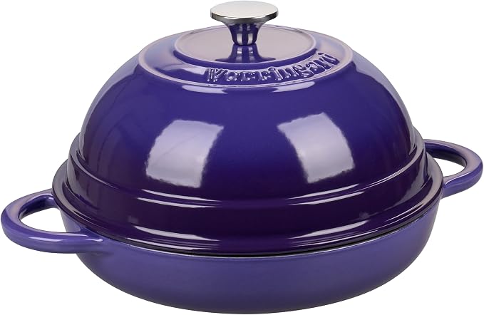 VORRINGARD Cast Iron Enameled Dutch Oven Pot with Lid for Bread Baking, Bread Oven, 6 Quart, Purple