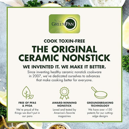 GreenPan Chatham Hard Anodized Healthy Ceramic Nonstick, 8" Frying Pan Skillet, PFAS-Free, Dishwasher Safe, Oven Safe, Gray