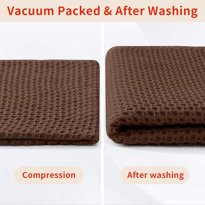 Homaxy 100% Cotton Waffle Weave Kitchen Dish Towels, Ultra Soft Absorbent Quick Drying Cleaning Towel, 13 x 28 Inches, 8-Pack, Coffee