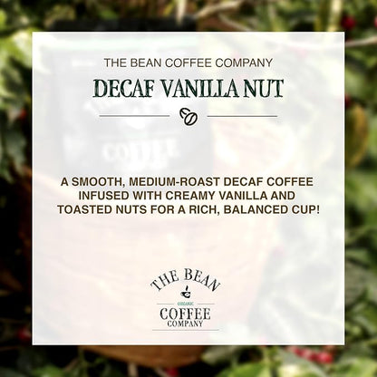 The Bean Organic Coffee Company Water Processed DECAF Vanilla Nut, Medium Roast, Ground Coffee, 5-Pound Bag, Café Molido Tostado Orgánico descafeinado