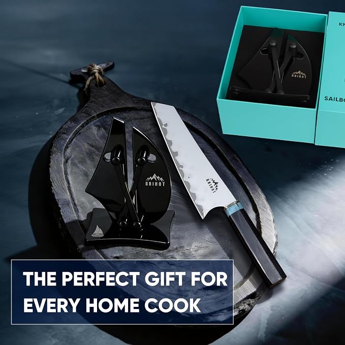 VN3 Professional Knife Sharpener | 3-Action Streamlined Sailboat Design for Effortless Knife Sharpening - The Ultimate Tool for Precision 11 to 21 Degree Angles (Obsidian Color)