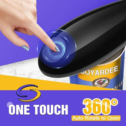 One Touch Battery Operated Electric Can Opener Fits Almost Size Can With Smooth Edge, Hands Free Electric Can Openers for Kitchen, Kitchen Gadgets Automatic Can Openers for Seniors, Arthritis Black