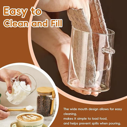 Glass Sugar Container with Spoon - 1 Pack 15oz Glass Jars with Bamboo Lid and Spoon, Bamboo Lid Storage Jar Containers for Coffee Beans, Spice, Brown Sugar, Tea, Flour, Nuts, Candy, Salts and More