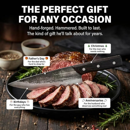 COOLINA Tungsten XL Chef Knife, Kitchen Utility Knife for Cutting, Chopping Meat, Vegetables 9-inch Blade, German Tungsten Steel
