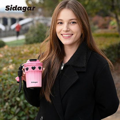 SDGA+ 12 oz Travel Coffee Mug Spill Proof Leak Proof, Stainless Steel Thermal Coffee Cup with Lid, Resuable Cup for Hot and Cold, Portable Tumbler for Women, Pink
