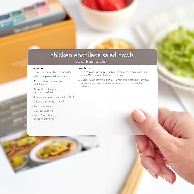PPP Meal Planner 72 Recipe Cards (Low Carb Menu - Photo Edition) - Weekly Menu Planner | Sturdy Recipe Box | 12 Reusable Grocery Lists | 5 Blank Recipe Cards | Recipe Card Protector | Recipe Ideas