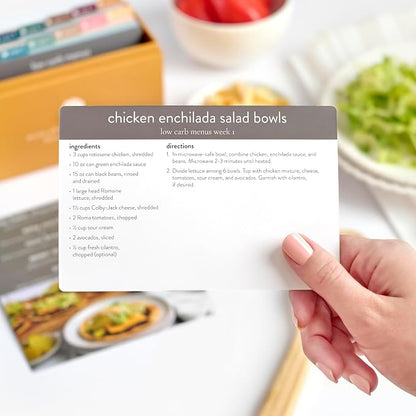 PPP Meal Planner 72 Recipe Cards (Low Carb Menu - Photo Edition) - Weekly Menu Planner | Sturdy Recipe Box | 12 Reusable Grocery Lists | 5 Blank Recipe Cards | Recipe Card Protector | Recipe Ideas