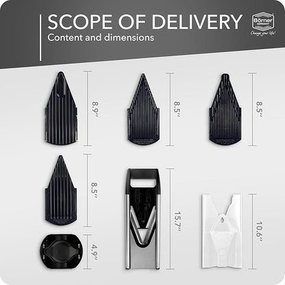 Börner by Reston Lloyd Mandoline Slicer V6 (Starter Set) • Stainless Steel Slicer with V-Blade • Adjustable Kitchen Slicer for Vegetables & Fruits • Various Thicknesses & Grater