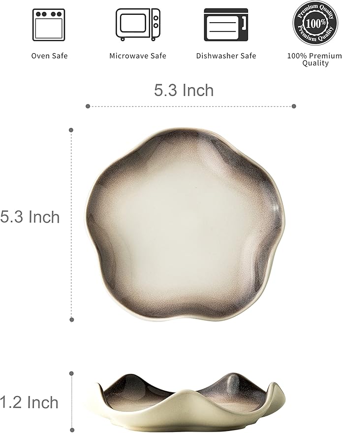 Miamolo Spoon Rest for Stove Top, Ceramic Utensil Rest with Ruffled Edge, 5.3 Inches Cute Coffee Spoon Holder for Kitchen Counter & Coffee Bar, Easy Clean, Modern Kitchen Decor Gift for Housewarming