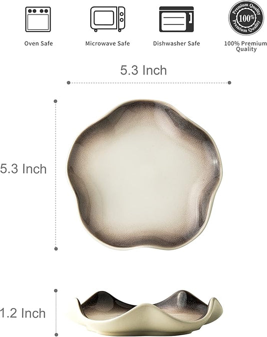 Miamolo Spoon Rest for Stove Top, Ceramic Utensil Rest with Ruffled Edge, 5.3 Inches Cute Coffee Spoon Holder for Kitchen Counter & Coffee Bar, Easy Clean, Modern Kitchen Decor Gift for Housewarming