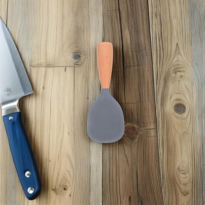 MAGICLULU Silicone Wooden Rice Paddle Kitchen Utensils Cooking Ladle Handle (Grey)