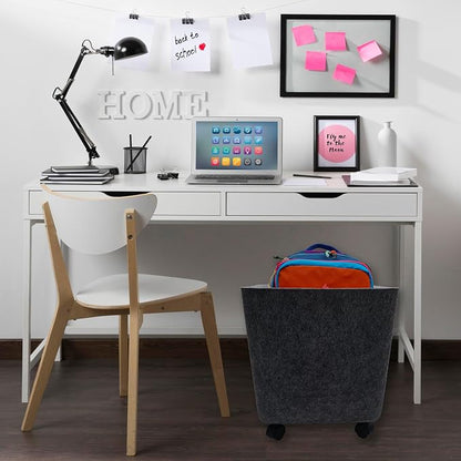 Welaxy large tall rolling Storage basket with wheels Mobile Office Felt open Bin for backpack Toys Pet Books Clothes throw blanket organize Closet Bathroom Pantry Kitchen (Charcoal)