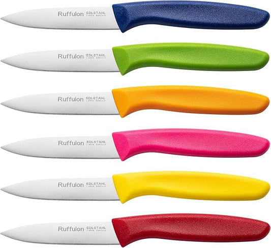 Paring Knife Fruit Knife Set (6 Pieces), Ultra Sharp Stainless Steel Vegetable and Fruit Knife with PP Plastic Ergonomic Handle for Cutting Fruits and Vegetables.Multi.