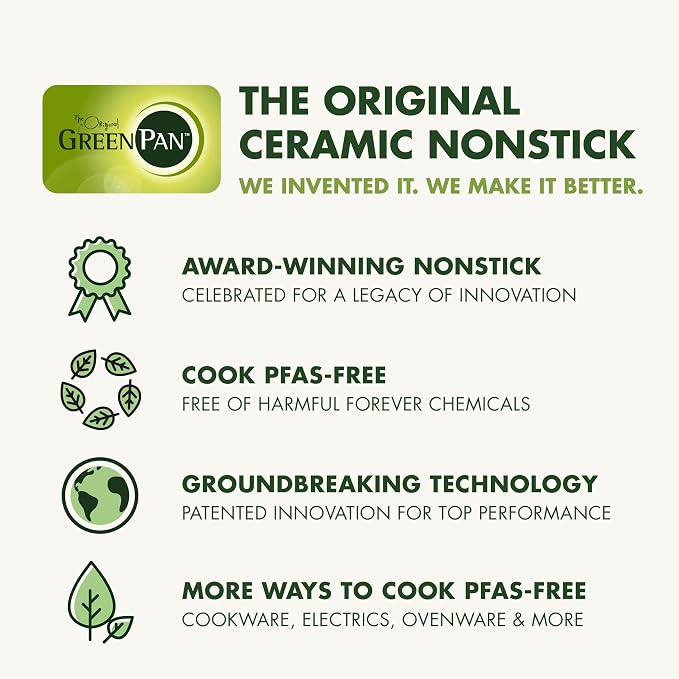 GreenPan Premiere Ovenware Healthy Ceramic Nonstick 8" Square Cake Baking Pan, PFAS-Free, Warp-Free Bakeware, Durable Quick Heating, Oven & Broiler Safe to 600F, Dishwasher Safe, Taupe