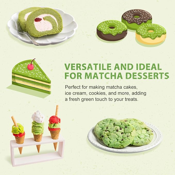 Soeos Organic Matcha Powder, Matcha Green Tea Powder, 2 oz (57g), Antioxidant-Rich Matcha Powder for Lattes, Smoothies and Baking, Recyclable Bags