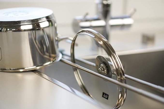 Sanni Shoo drip.line Pure - Adjustable Drip Tray - Practical, Multifunctional Kitchen Rack for Storing Dishcloths and Brushes - Drip Drying Bottles - Heat-Resistant (Ocean, Pure)