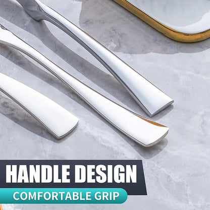 20 Pieces Silverware Set Service for 4,Modern 18/10 Stainless Steel Flatware Cutlery Set,Utensil Set for Home Restaurant Hotel,Mirror Polished,Dishwasher Safe
