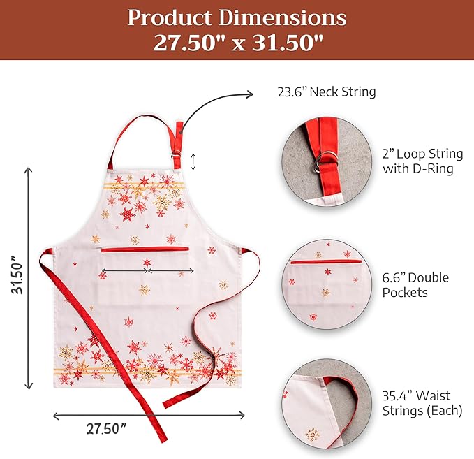 Maison d' Hermine 100% Cotton Apron for women with Pocket Kitchen Chef Apron for Men Cooking Spring Summer