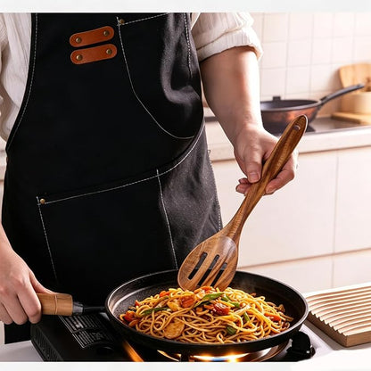 2-Piece 12 inch Large Wooden Spoon Set Slotted Spoon with Hole,Cooking Spoons Acacia Wood Kitchen Spatula for Mixing Spoons Stirring Serving Spoon ﻿ (WS-2)