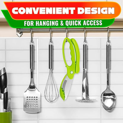 Salad Scissors for Chopped Salad – Multiblade Cooking Scissors for Kitchen With Spring-loaded System & Anti-slash Head for Fast Double Cutting – 8.9" Handy Size Lettuce Chopper, Stainless Steel Blades