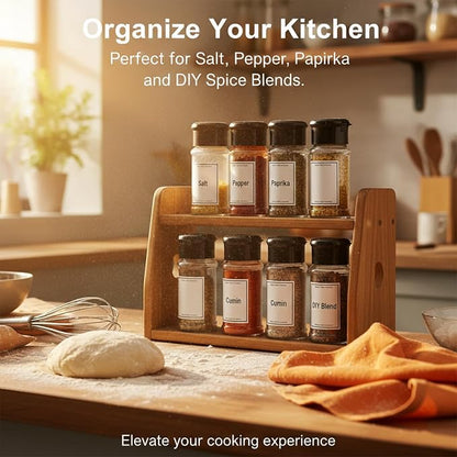 TIESOME 6 Pcs Plastic Spice Jars with Shaker Lids, 3 oz Clear Seasoning Containers for Spice Rack, Drawer, Cabinet Storage (Black Lid)