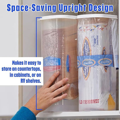 Buddeez Bread Buddy Airtight Bread Storage Container- Slice by Slice Dispensing Design - Perfect Pantry Organizer - White Lid Pack of 2