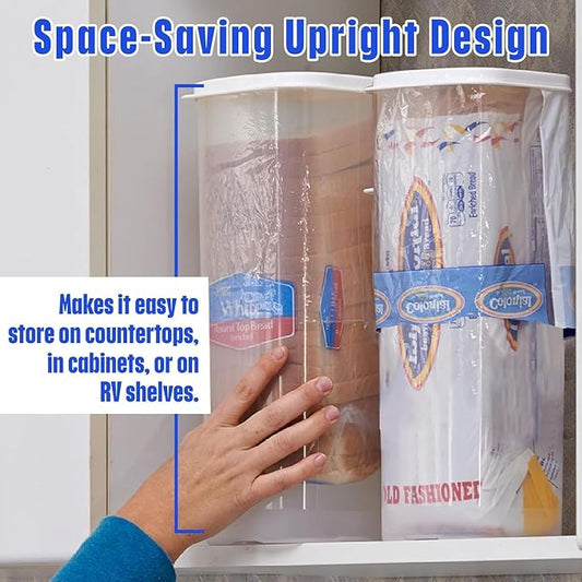 Buddeez Bread Buddy Airtight Bread Storage Container- Slice by Slice Dispensing Design - Perfect Pantry Organizer - White Lid Pack of 2