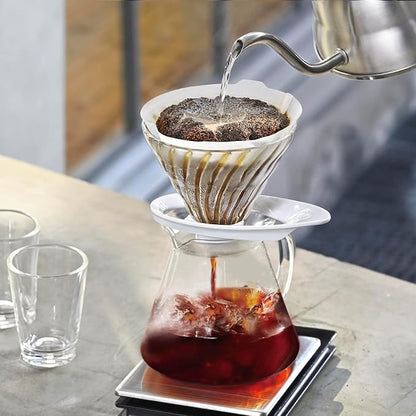 HARIO VDGR-02-W V60 Heat-resistant Glass Transmission Dripper 02 for 1 to 4 Cups, White, Made in Japan