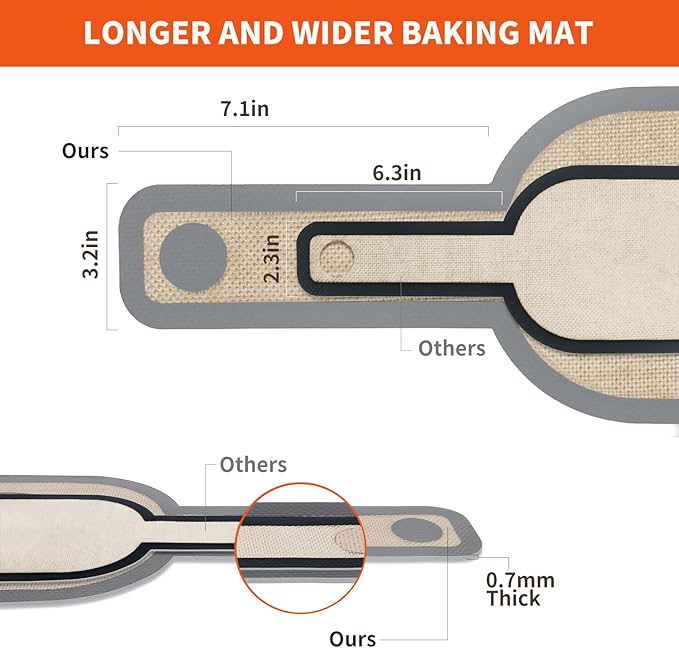 PLAPITATE Silicone Bread Sling Dutch Oven Liner, Non-Stick & Easy Clean Reusable Oval Silicone Baking Mat with Long Handles, Easy to Transfer Sourdough - 2 Gray Set