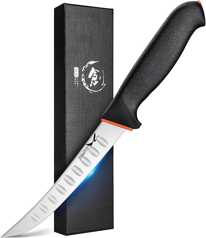 Golden Bird Professional Boning Knife - 6 Inch Stainless Steel Fillet for Meat Cutting, Multifunction Butcher, Granton Edge Breaking, Razor Sharp Chef Knife, Gifts for Men Women