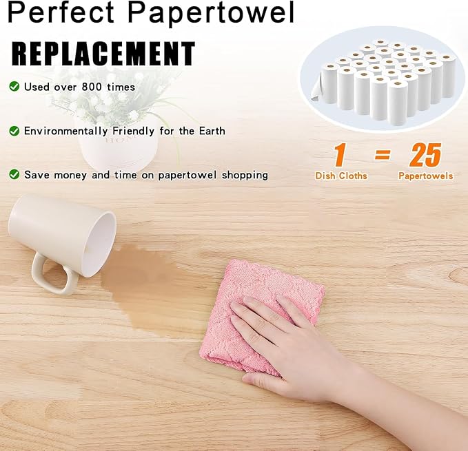 Homaxy 16 Pack Kitchen Cloths Dish Towels (10" x 10",Multi Color), Super Soft and Absorbent Coral Velvet Dishcloths, Fast Drying No Lint Microfiber Cleaning Cloth