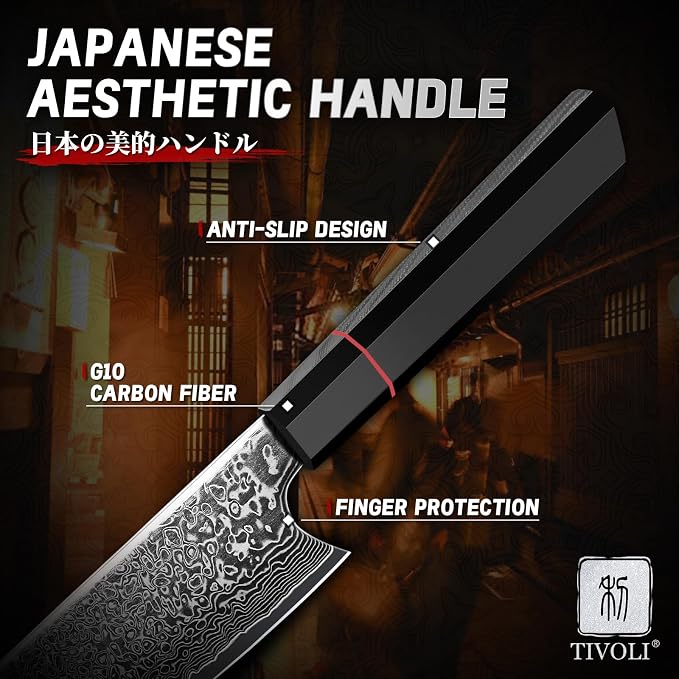 TIVOLI Damascus Japanese Kiritsuke Knife 8 inch, Hand Forged 67 Layers Damascus Steel,Razor-Sharp Edge?GYOTU Knife From Japan With Octagonal Handle For Slicing & Chopping?Ideal Gift