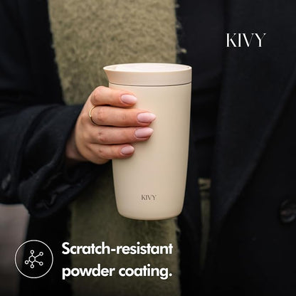 KIVY Travel Coffee Mug Tumbler [24h Cold | 6h Hot] Insulated Coffee Tumbler Stainless Steel - Leak Proof Coffee Travel Mug - 12oz Insulated cup to go for hot & cold drinks - Cups for Women & Men