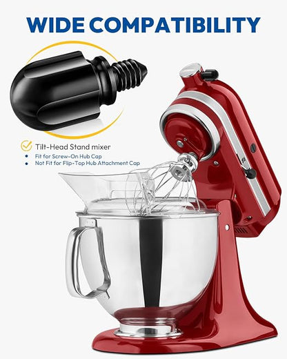 Attachment Knob Thumb Short Screw fit for Kitchen Aid Mixers with Screw-On Hup Cap, Upgraded 6061 Aluminum Long Screw Head Knob Replacement Parts, Replaces 9709194, 4162142, 240374 etc, Black