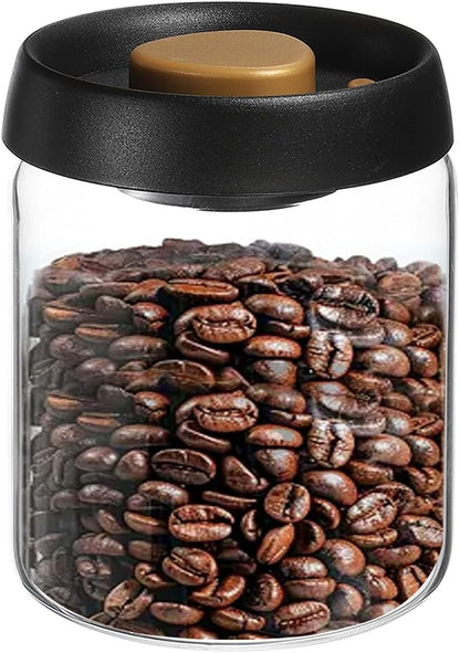 uxcell Coffee Vacuum Container, 900ml/30oz Glass Coffee Bean Storage Container with Lids for Spices Biscuits Loose Leaf Tea, Black Gold