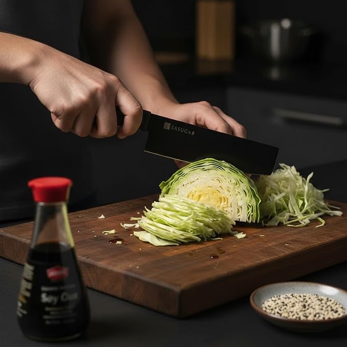 SASUGA Lightweigth Japanese Nakiri Vegetable Knife 165 mm – Made in Japan | Molybdenum-Vanadium Stainless Steel | Flat Blade for Precise Vegetable Cutting